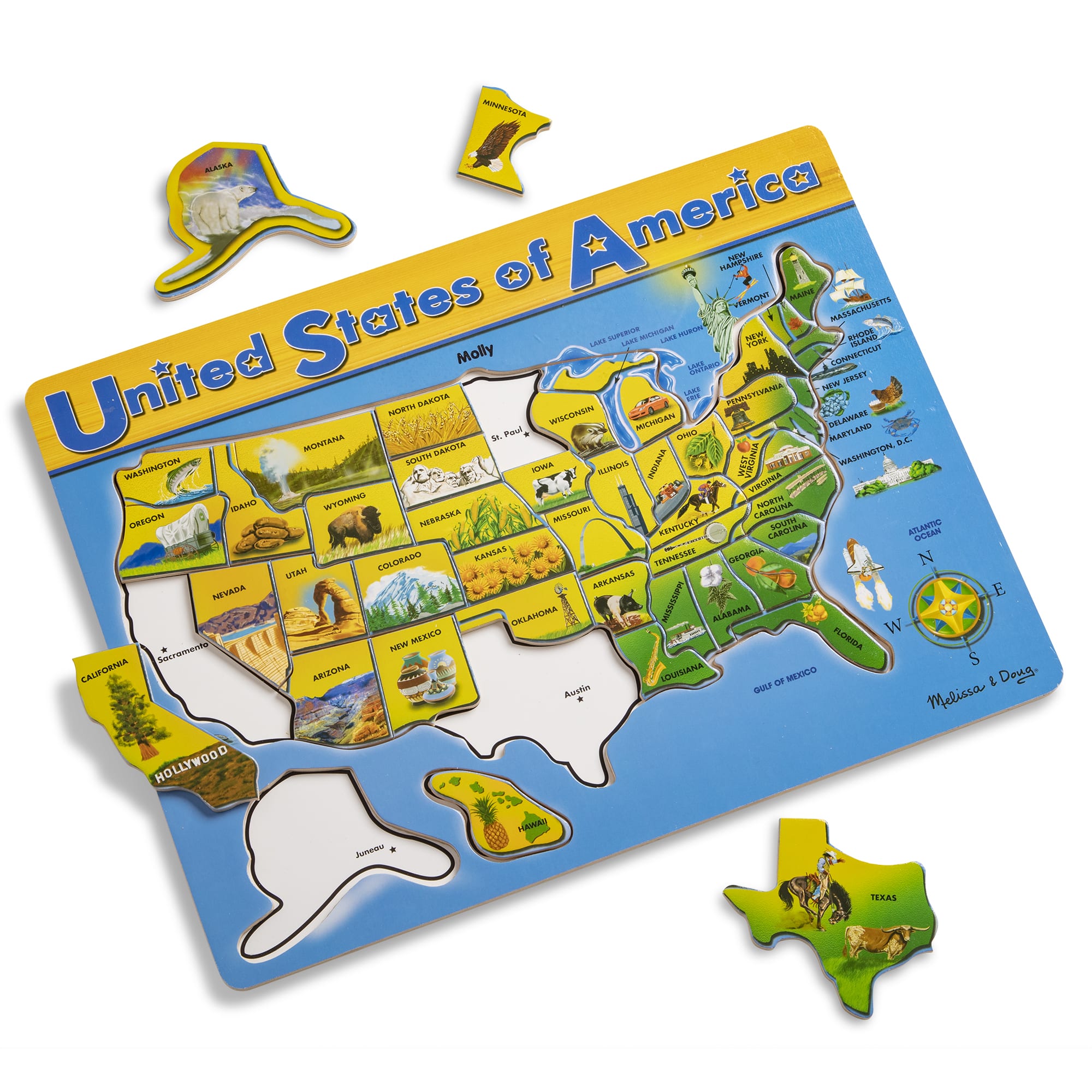 U.S.A. Map Wooden Puzzle