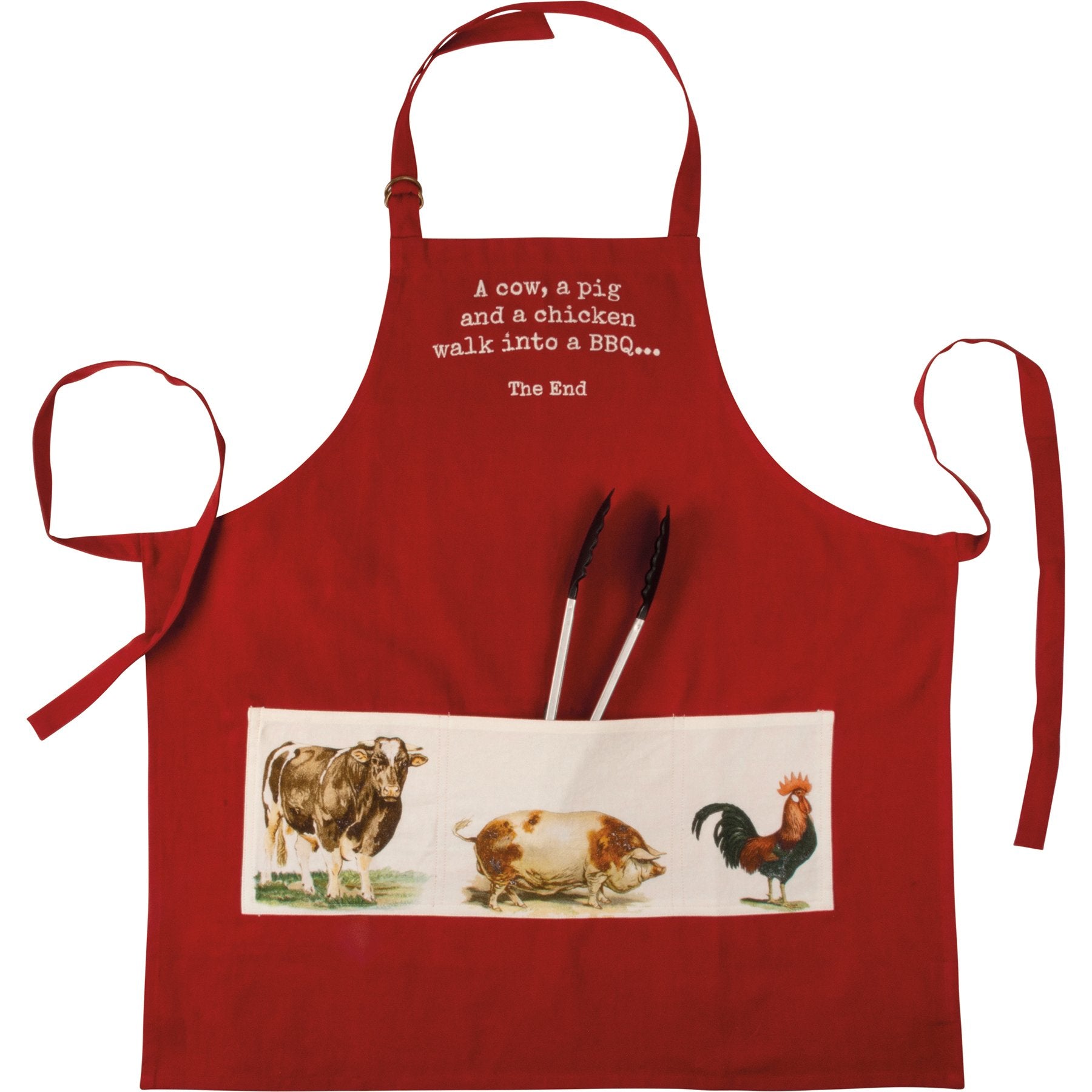 Cow Pig & Chicken Walk Into A BBQ The End Apron