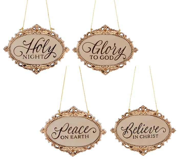 HOLIDAY SPARKLE GOLD MESSAGE ORNAMENTS