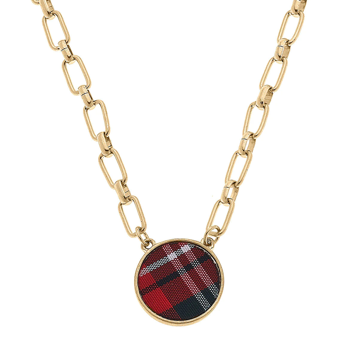 Corrie Disc Necklace in Tartan