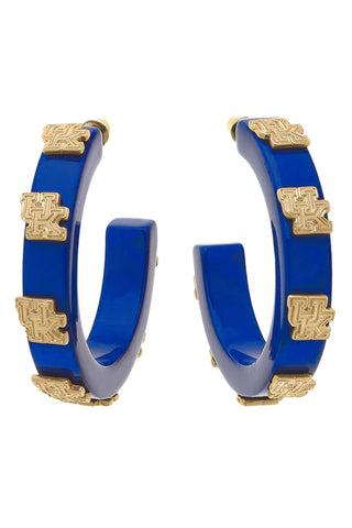 Kentucky Wildcats Resin Logo Hoop Earrings in Blue