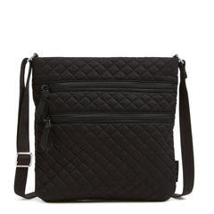 Triple Zip Hipster Crossbody Bag Recycled Cotton Black