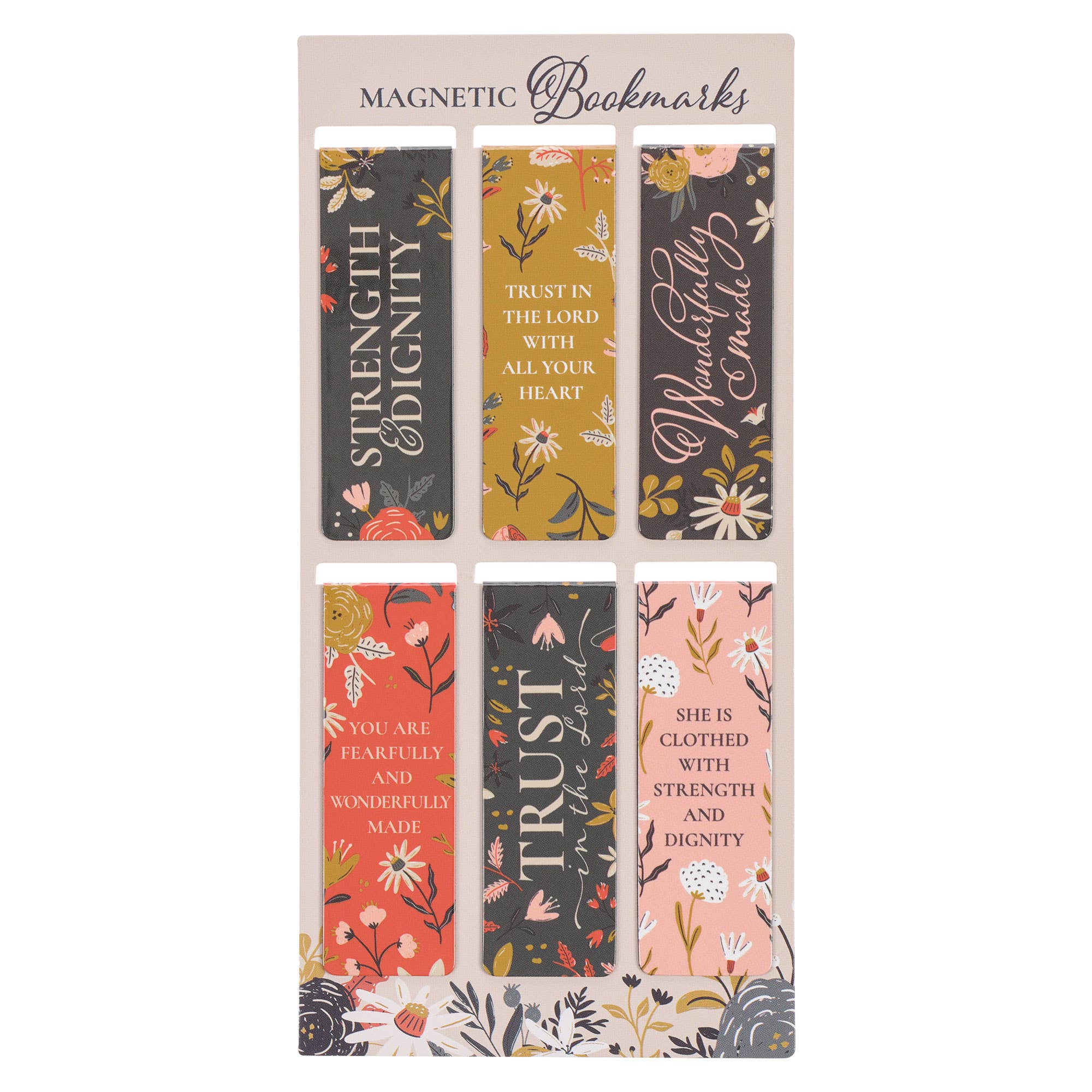 Christian Art Gifts - Magnetic Bookmark set Warm Florals