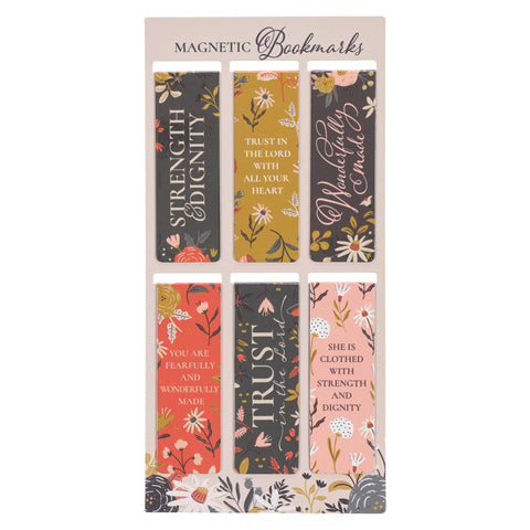 Christian Art Gifts - Magnetic Bookmark set Warm Florals