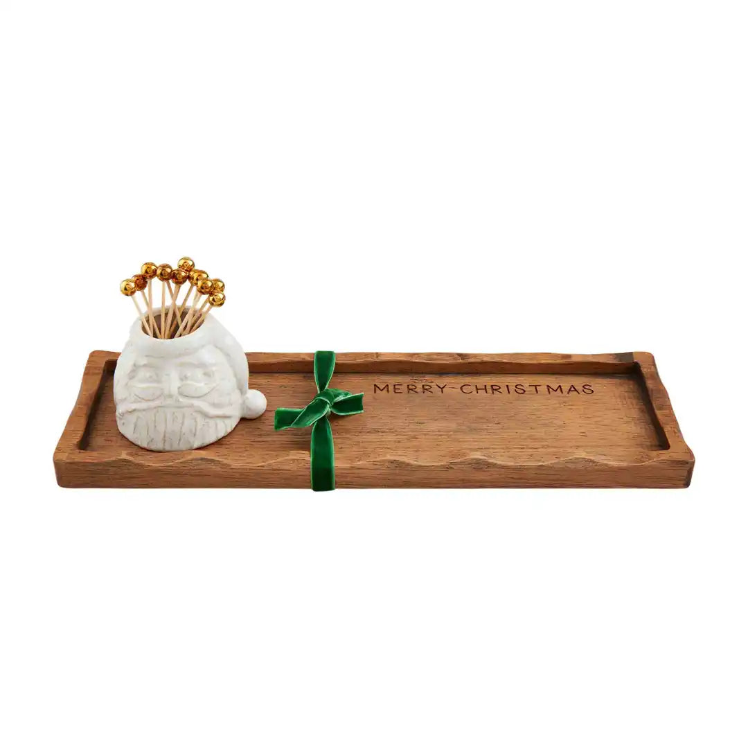 WHITE CHRISTMAS TOOTHPICK TRAY SET