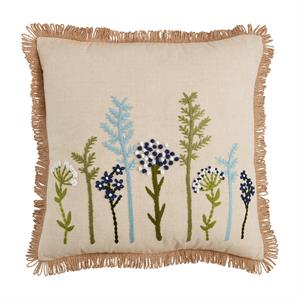 Square Floral Embroidery Pillow