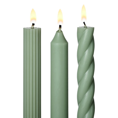 Assorted Candle Tapers 3-Pack- Sage