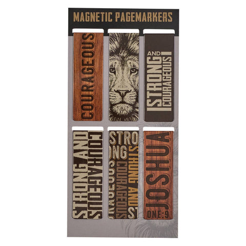 Christian Art Gifts - Magnetic Bookmark Set Strong and Courageous