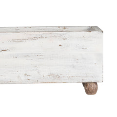 Foreside Home & Garden - Maxwell Distressed White Wood Farmhouse Trug Bin