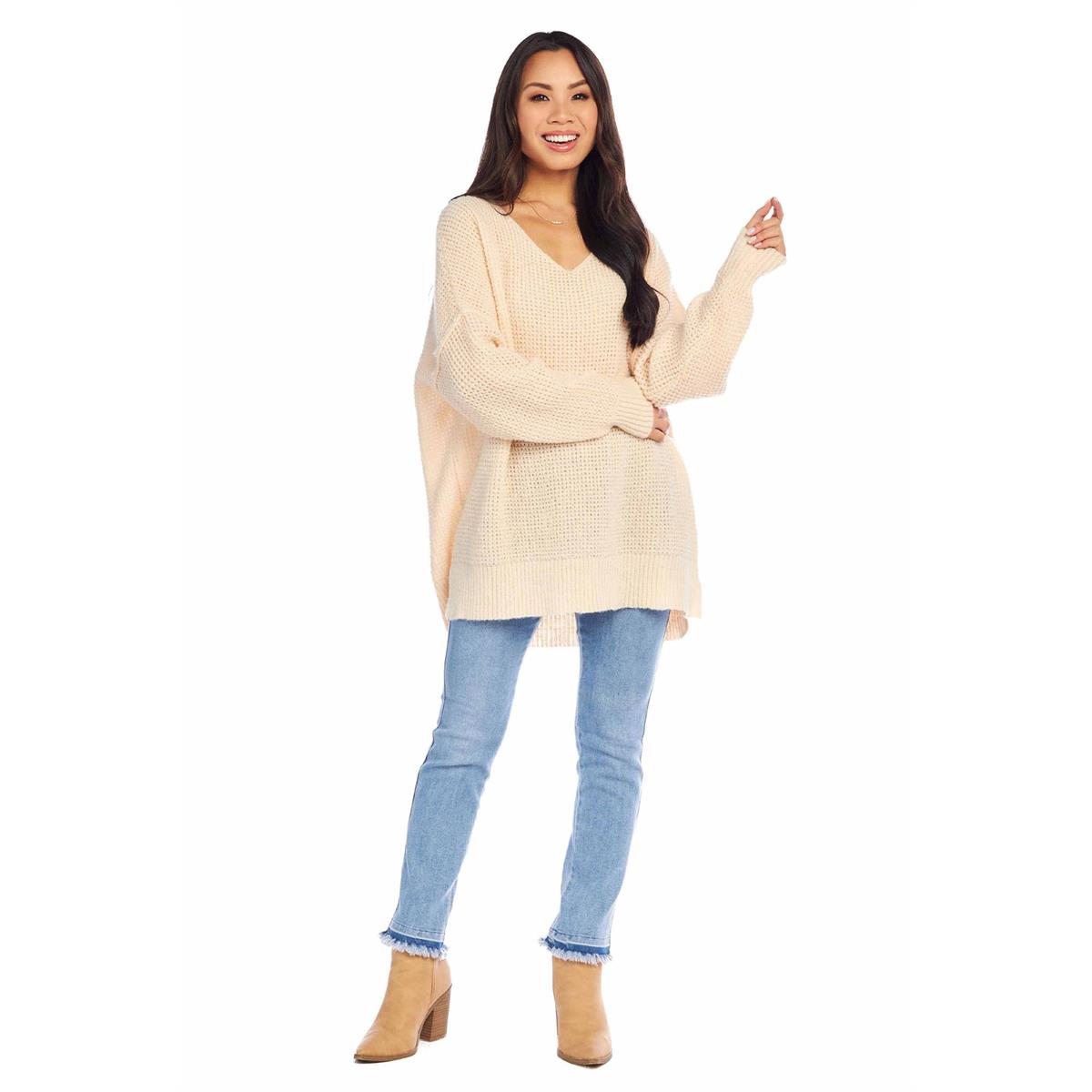 AVALON WAFFLE SWEATER Peach