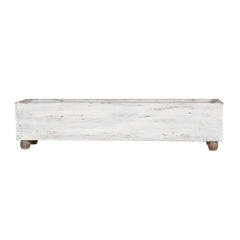 Foreside Home & Garden - Maxwell Distressed White Wood Farmhouse Trug Bin