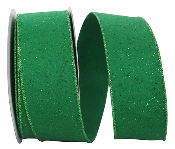 FLANNEL GLITTER DOTS COLOR WIRED EDGE RIBBON