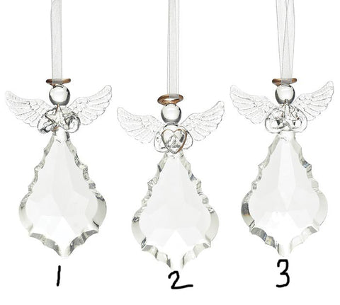 CLEAR GLASS ANGELS WITH HALO