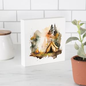 Tent Wood Block Decor