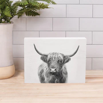 HIGHLAND COW WOOD BLOCK DÉCOR