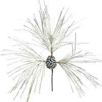 SOUTHEASTERN SNOWED LONG NEEDLE PINECONE SPRAY 29.5" - WHITE