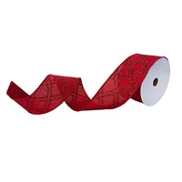 GLITZ DYNAMIC DIAMOND FAUX LINEN RIBBON - RED 2.5" X 10YD