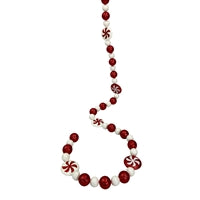 CANDY STORE PEPPERMINT BALL GARLAND 6' - RED/WHITE