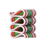 GLITTERED LICORICE ORNAMENT - GREEN RED WHITE 2.75"