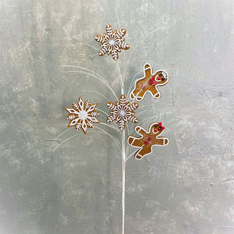 Gingerbread Man Snowflake Spray 31”