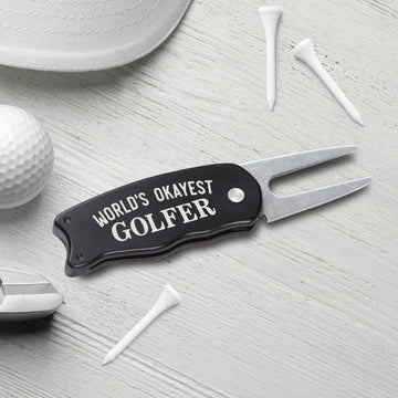 WORLD'S OKAYEST GOLFER BLACK GOLF DIVOT TOOL