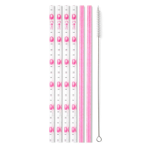 Faboolous + Pink Glitter Reusable Straw Set