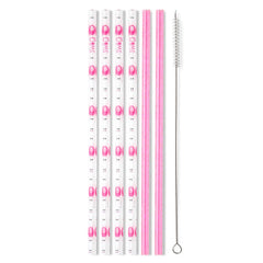 Faboolous + Pink Glitter Reusable Straw Set