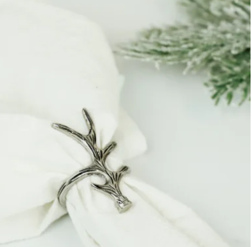 SILVER ANTLER NAPKIN RING