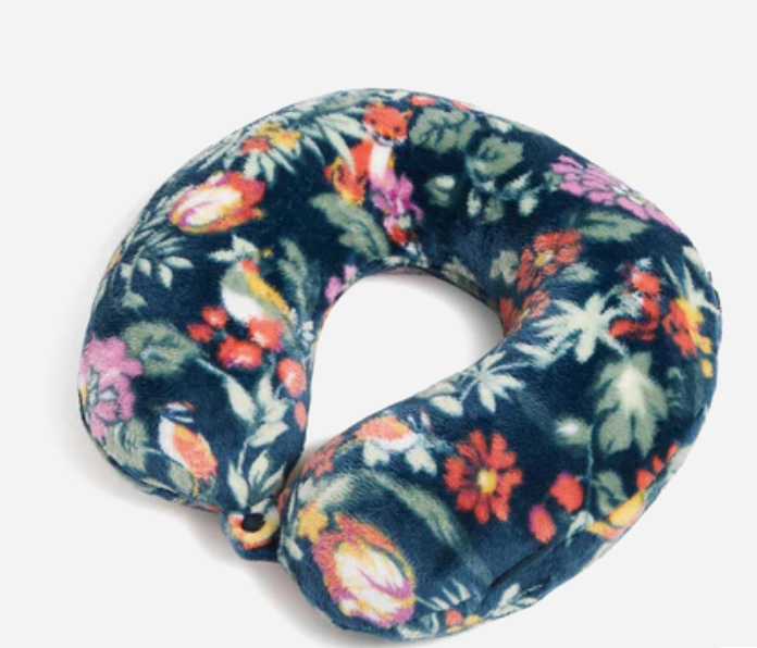 Travel Neck Pillow in Fleece-Fresh Cut Floral Critters