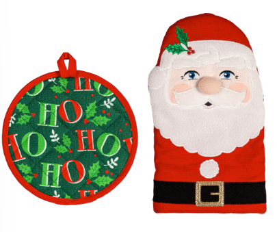 Oven Mitt & Pot Holder Set, Santa