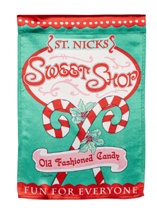 Sweet Shop Christmas Lustre Garden Flag