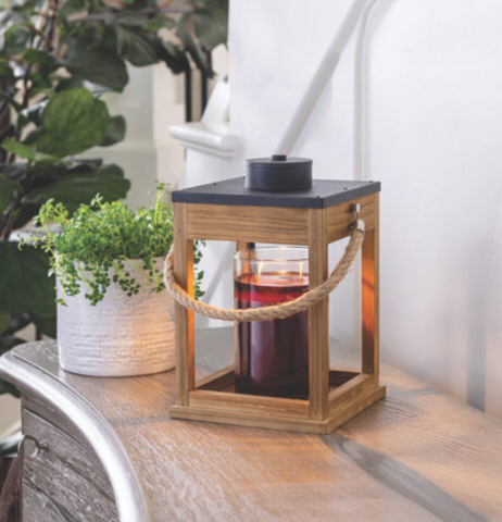 Wood & Rope Candle Warmer Lantern