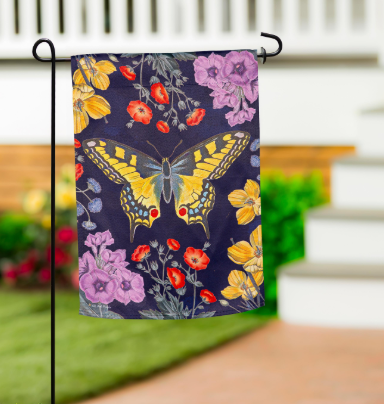 Butterfly Garden Suede Garden Flag