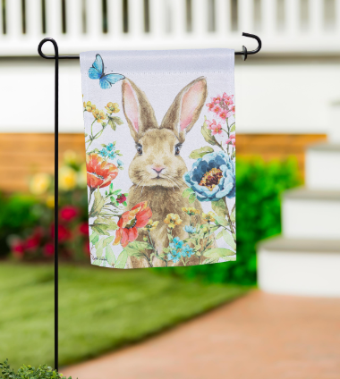 Garden Bunnies Suede Garden Flag