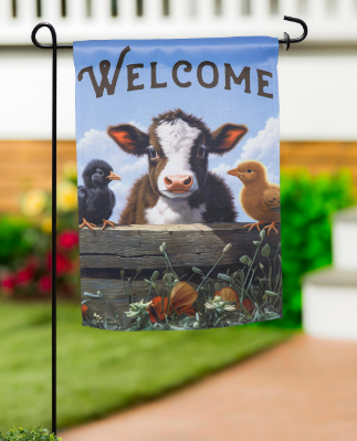 Cow and Chicks Suede Garden Flag