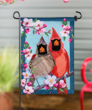 Cardinal Couple Applique Garden Flag