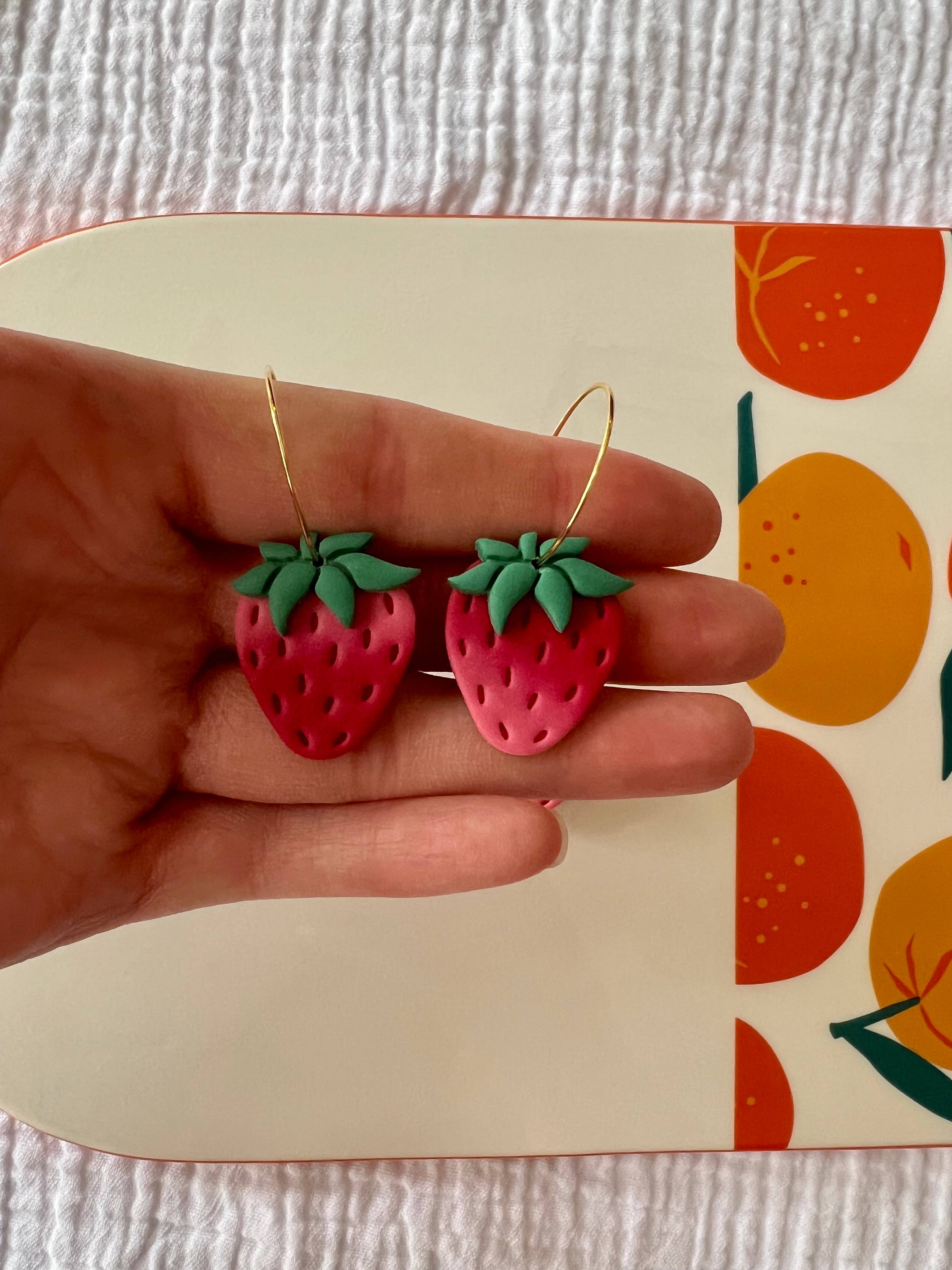 Strawberry Clay Earrings