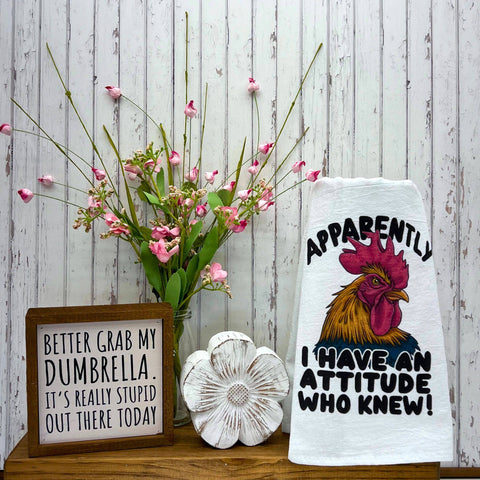 Driftless Studios - Apparently I Have An Attitude Rooster Cotton Tea Towels