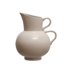 2-1/2 Quart Stoneware Pitcher, Reactive Glaze, White (Each One Will Vary)