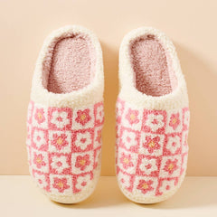 Frem - Flower Color Block Home Slippers: Pink / Large / 4DL98001