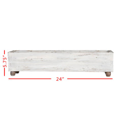 Foreside Home & Garden - Maxwell Distressed White Wood Farmhouse Trug Bin