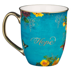 Christian Art Gifts - Mug Teal/White Butterfly Hope Isa. 40:31