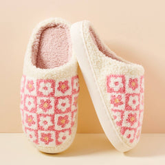 Frem - Flower Color Block Home Slippers: Pink / Large / 4DL98001