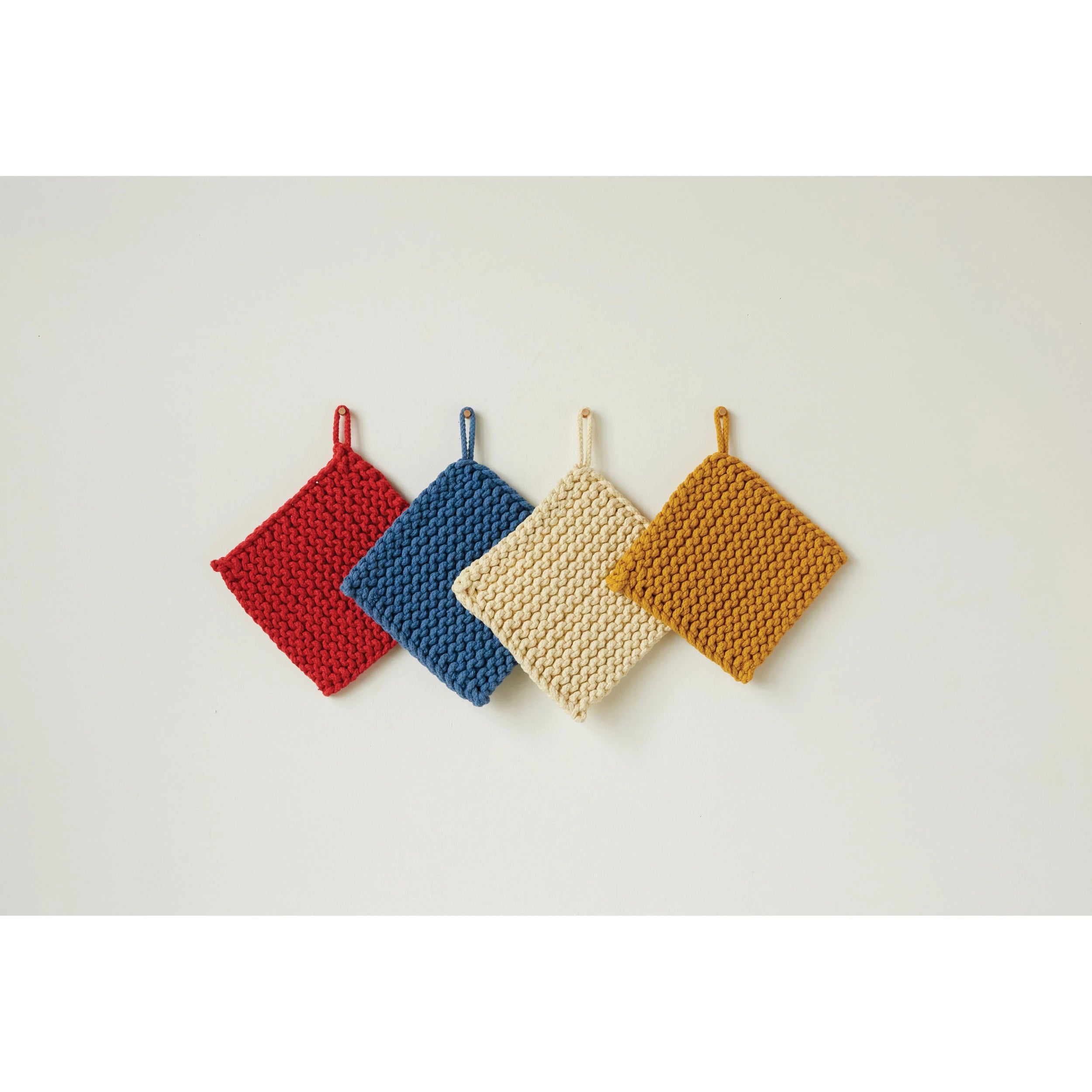 Cotton Crocheted Pot Holder, 4 Colors