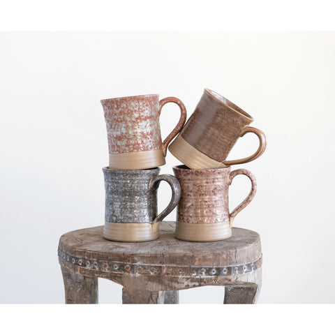 Stoneware Mug with Glaze, 4 Colors