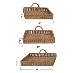 Decorative Hand-Woven Trays with Handles