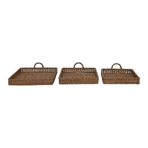 Decorative Hand-Woven Trays with Handles