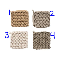 Cotton Crocheted Pot Holder, 4 Colors