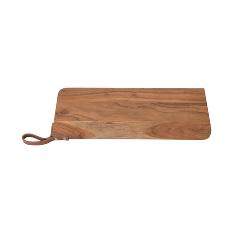 Acacia Wood Cheese/Cutting Board with Leather Strap