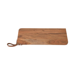 Acacia Wood Cheese/Cutting Board with Leather Strap